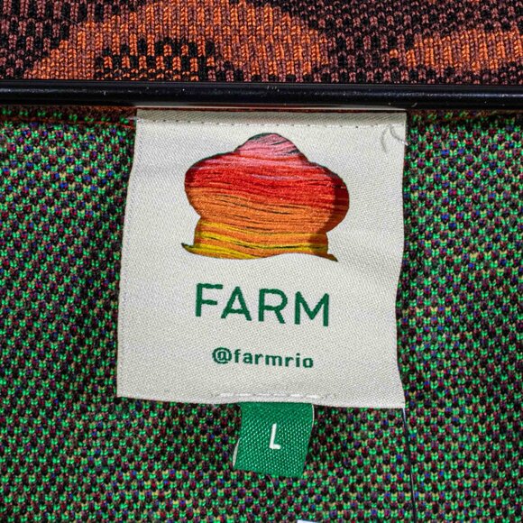 FARM Rio Cool Foliage Cropped Knit Cardigan Large Womens Tropical Print Sweater - Picture 4 of 8